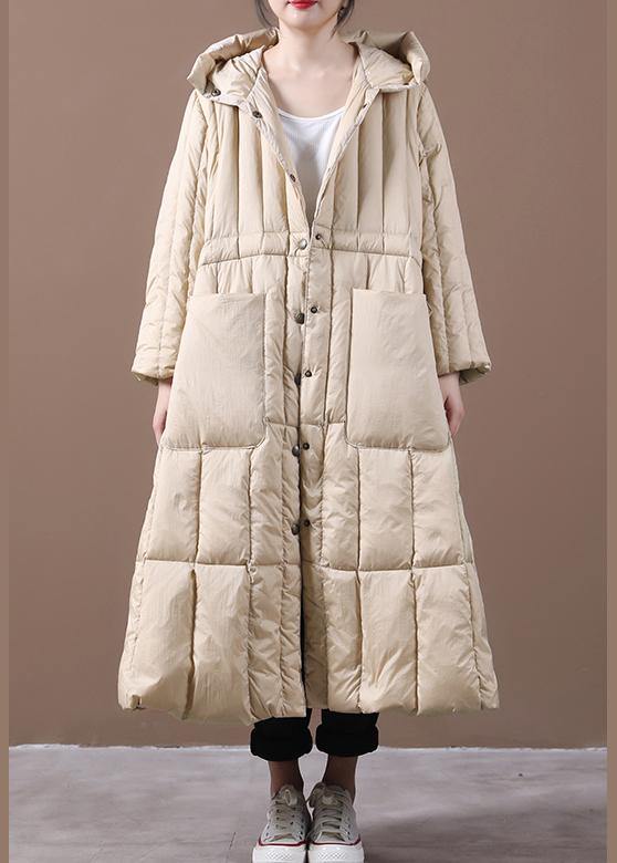 Khaki Down Jacket Woman Winter Parka Hooded Pockets New Jackets