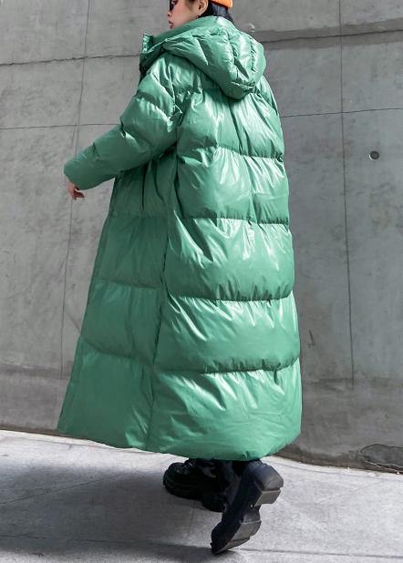 Clothing Down Jacket Outwear Green Hooded Zippered Winter Outwear