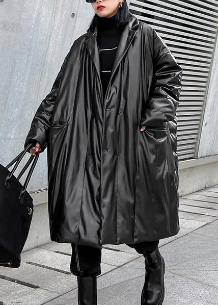 Clothing Snow Jackets Notched Coats Black Double Breast Duck Down Coat
