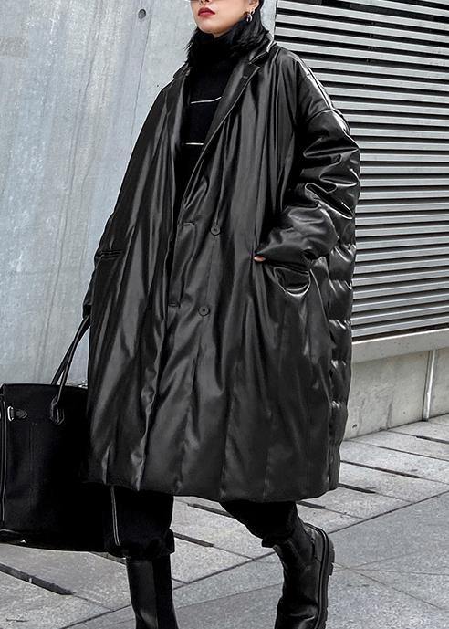 Clothing Snow Jackets Notched Coats Black Double Breast Duck Down Coat