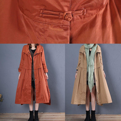 Fine Long Coats Fall Outwear Khaki Side Open Coats