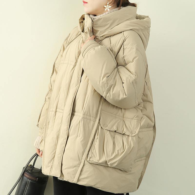 Snow Jackets Coats Khaki Hooded Patchwork Warm Coat