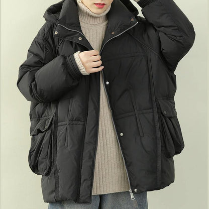 Snow Jackets Coats Khaki Hooded Patchwork Warm Coat