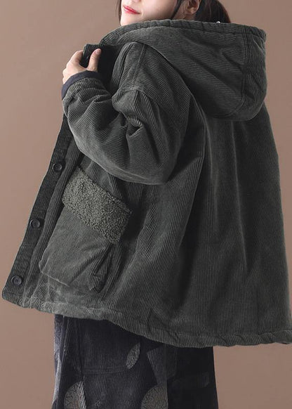 Fine Plussize Snow Jackets Hooded Outwear Green Short Coats