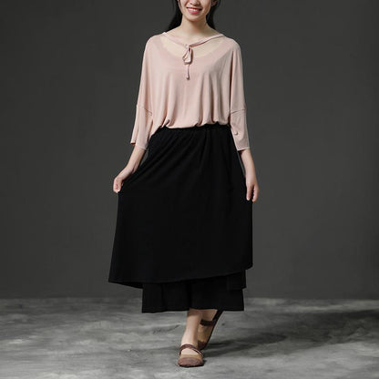 Fine Pure Cotton Blended Tops Light Pink Summer Pullover Shirt