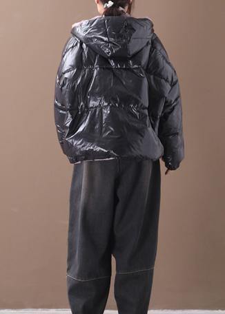 Fine Snow Winter Coats Black Hooded Thick Winter Coats