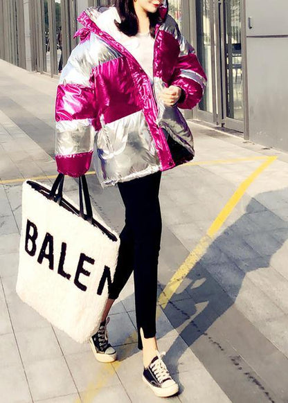 Fine Winter Jacket Overcoat Rose Hooded Cinched Down Coat Winter