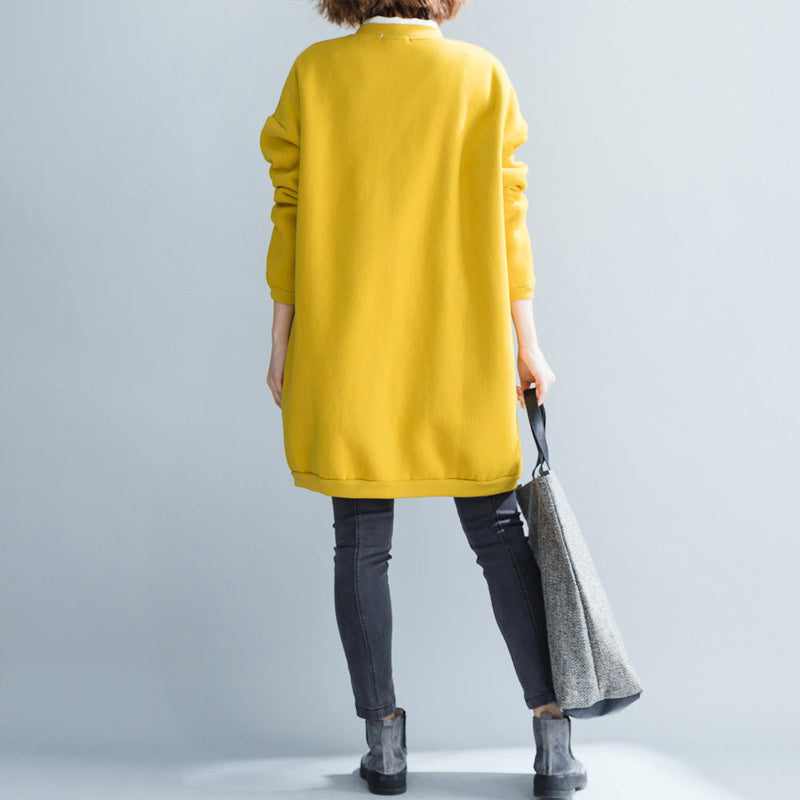 Fine Yellow Cotton Tops Cotton O Neck Print Button Down T Shirt