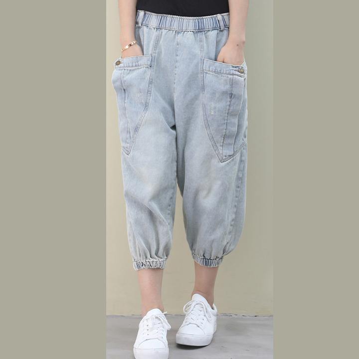 Tyle Summer Wild Pants Clothing Light Denim Blue Work Pockets Trousers
