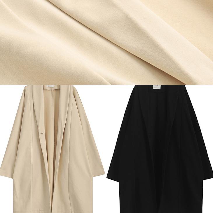 Beige Wool Overcoat Loose Fitting Coats Batwing Sleeve Pockets Coats