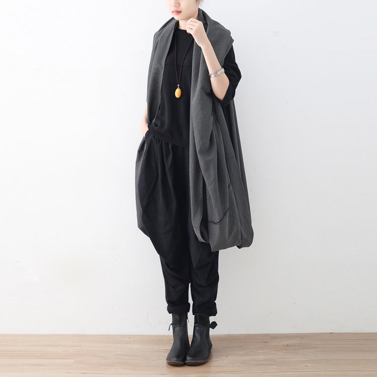 Black Maxi Coat Oversize Asymmetrical Hem Cardigans & Coats Boutique Sleeveless Coats