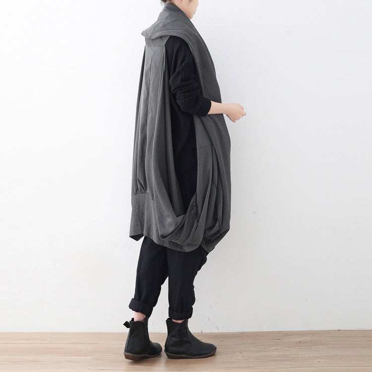 Black Maxi Coat Oversize Asymmetrical Hem Cardigans & Coats Boutique Sleeveless Coats