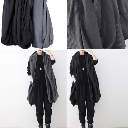 Black Maxi Coat Oversize Asymmetrical Hem Cardigans & Coats Boutique Sleeveless Coats