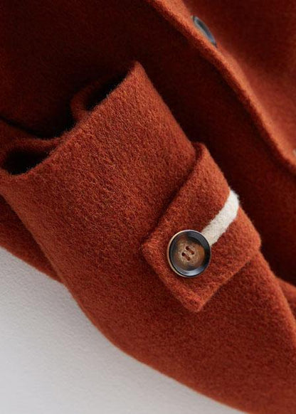 Chocolate Woolen Coats Long Coat Double Breast Woolen Outwear Notched