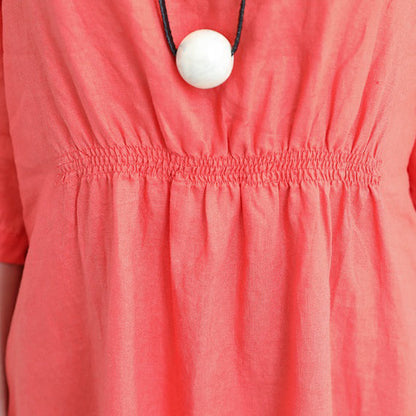 Khaki Linen Maxi Dress Loose Fitting Tunic Traveling Clothing Bracelet Sleeved Kaftans