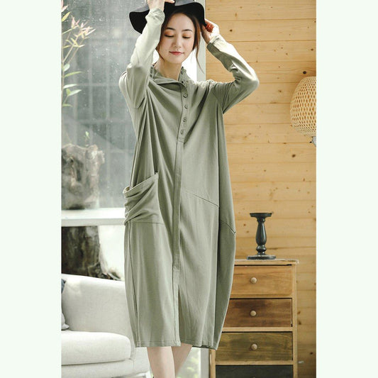 Light Green Knit Dresses Clothing Stand Collar Winter Dresses Asymmetric Pockets Pullover