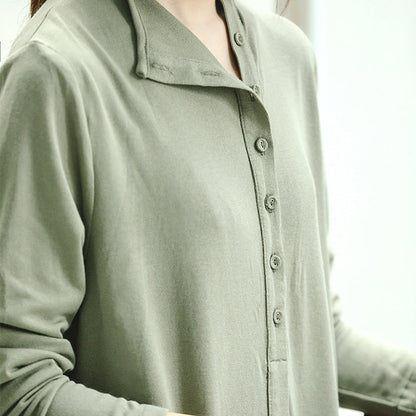 Light Green Knit Dresses Clothing Stand Collar Winter Dresses Asymmetric Pockets Pullover