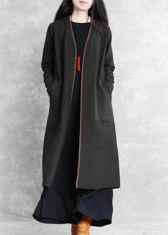 Oversize Maxi Coat Dull Green Pockets Coats