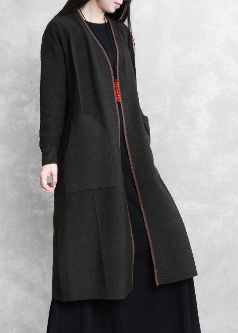 Oversize Maxi Coat Dull Green Pockets Coats