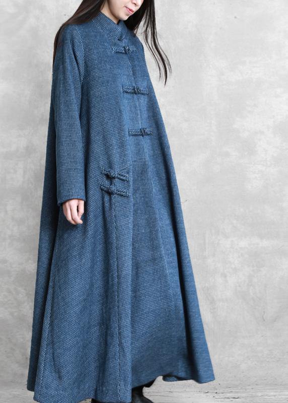 Jackets & Coat Blue Stand Collar Asymmetric Woolen Coats