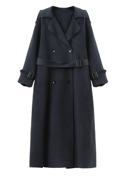 Clothing Long Winter Woolen Outwear Brown Lapel Double Breast Wool Coat for Woman