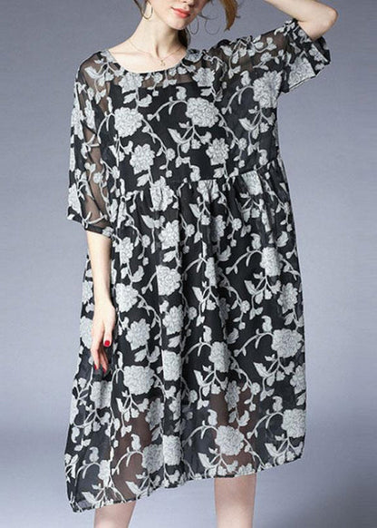 Summer Dress Loose Fitting Loose Summer Two Pieces 12 Sleeve Printed Dress