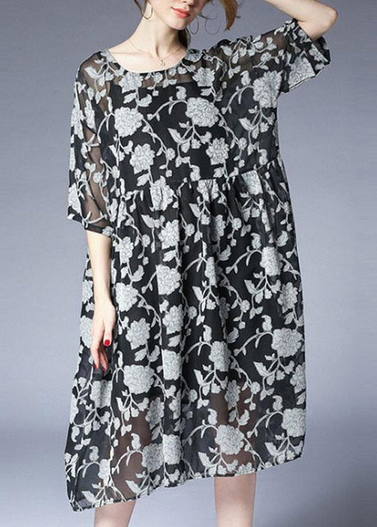 Summer Dress Loose Fitting Loose Summer Two Pieces 12 Sleeve Printed Dress