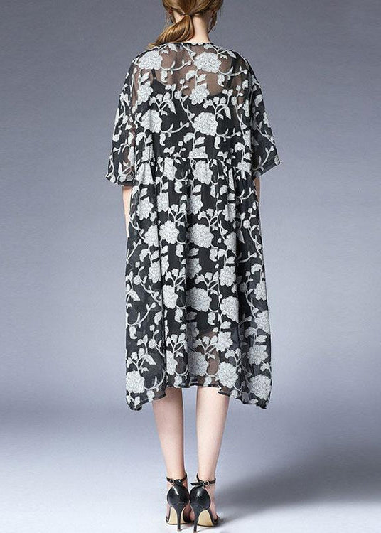 Summer Dress Loose Fitting Loose Summer Two Pieces 12 Sleeve Printed Dress