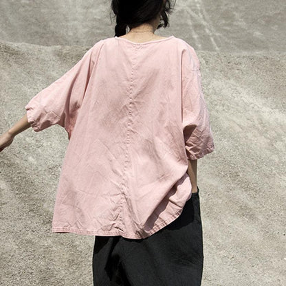 Summer T Shirt Clothing Pink Cotton Summer Mend Shirt