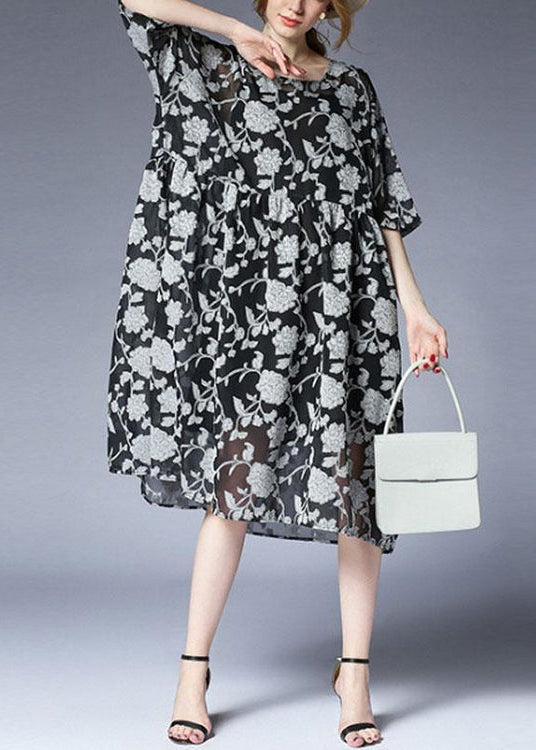 Summer Dress Loose Fitting Loose Summer Two Pieces 12 Sleeve Printed Dress