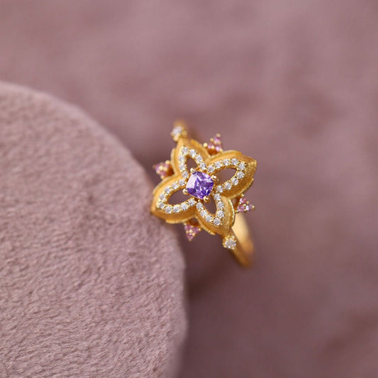 Violet Quatrefoil Ring