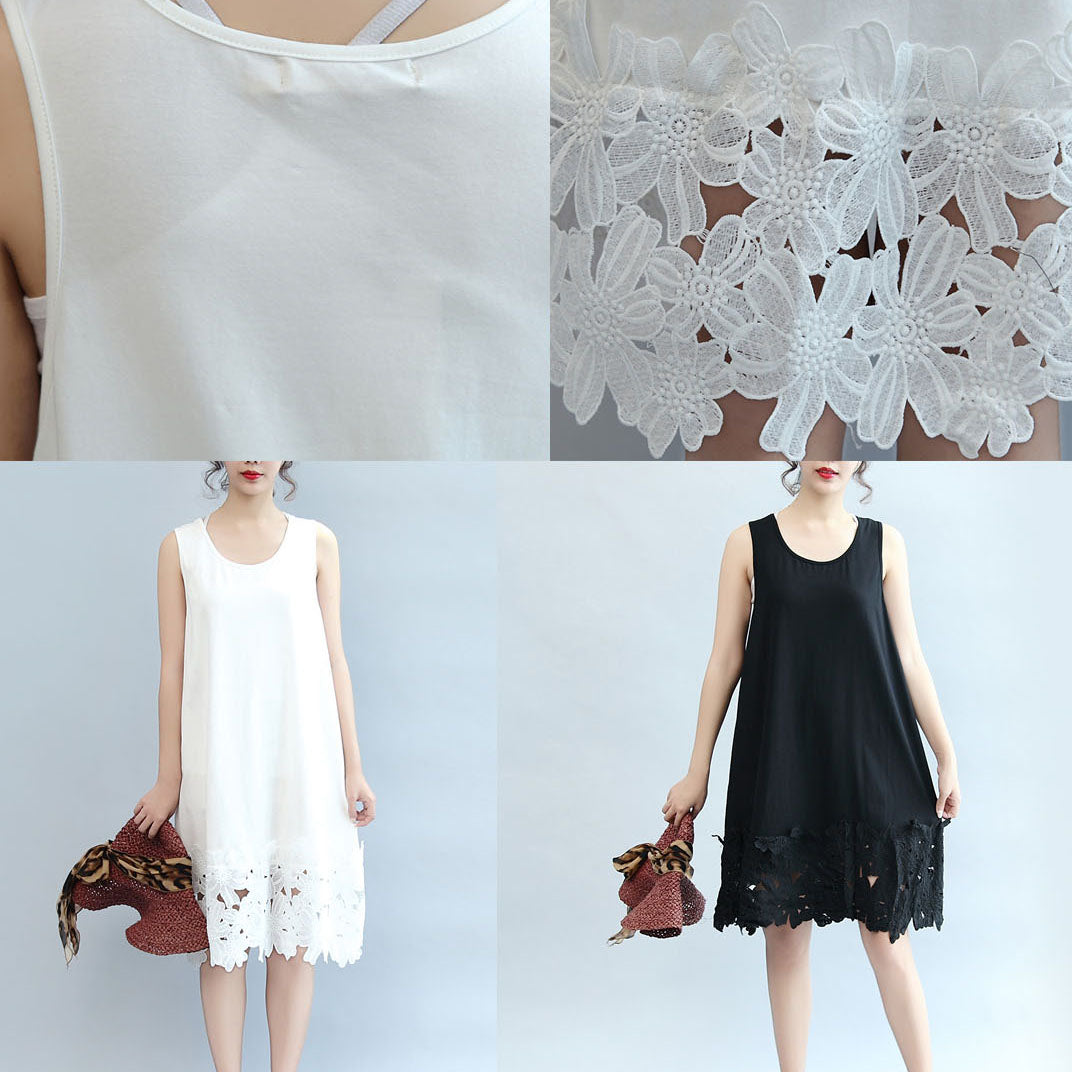 White Cotton Dresses Sundress Sleeveless Maxi Dress