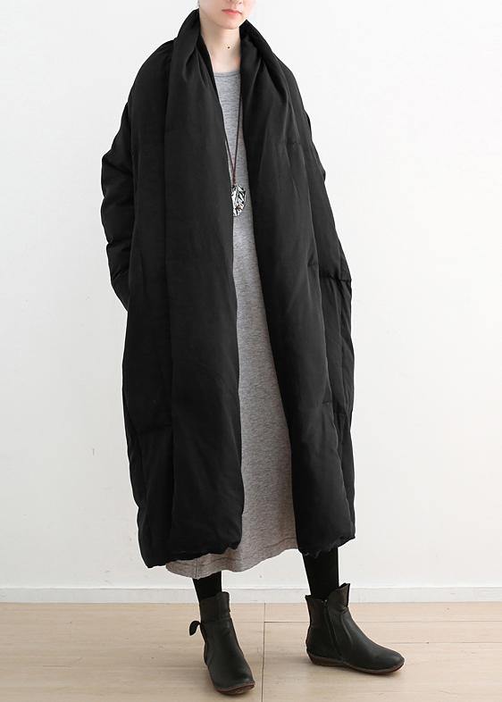 Winter Black Retro Thick White Duck Down Jacket Coat Coat Long Paragraph Knee