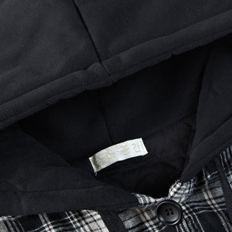 Winter Grid Print Cotton Thick Coats Hooded Thick Low High Cardigans