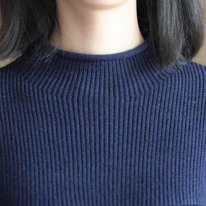 Winter Dark Blue Brief Cotton Blended Sweater Dresses Knit Dress