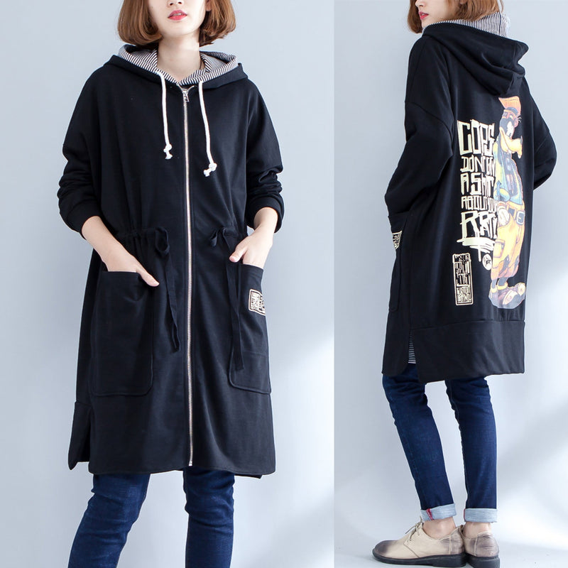 Winter Prints Cotton Sport Cardigans Oversize Side Open Coat