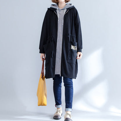 Winter Prints Cotton Sport Cardigans Oversize Side Open Coat
