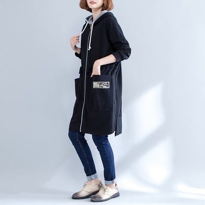 Winter Prints Cotton Sport Cardigans Oversize Side Open Coat