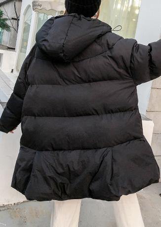 Black Parkas for Oversized Snow Jackets Big Pockets Hooded Winter Coats