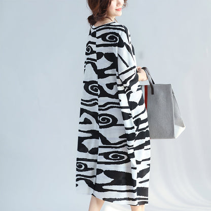 Black Cotton Knee Dress Dress New Short Sleeve Asymmetric Striped Cotton Dresses