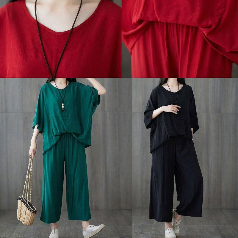 Black Summer New Patchwork Tops and Straight Pants