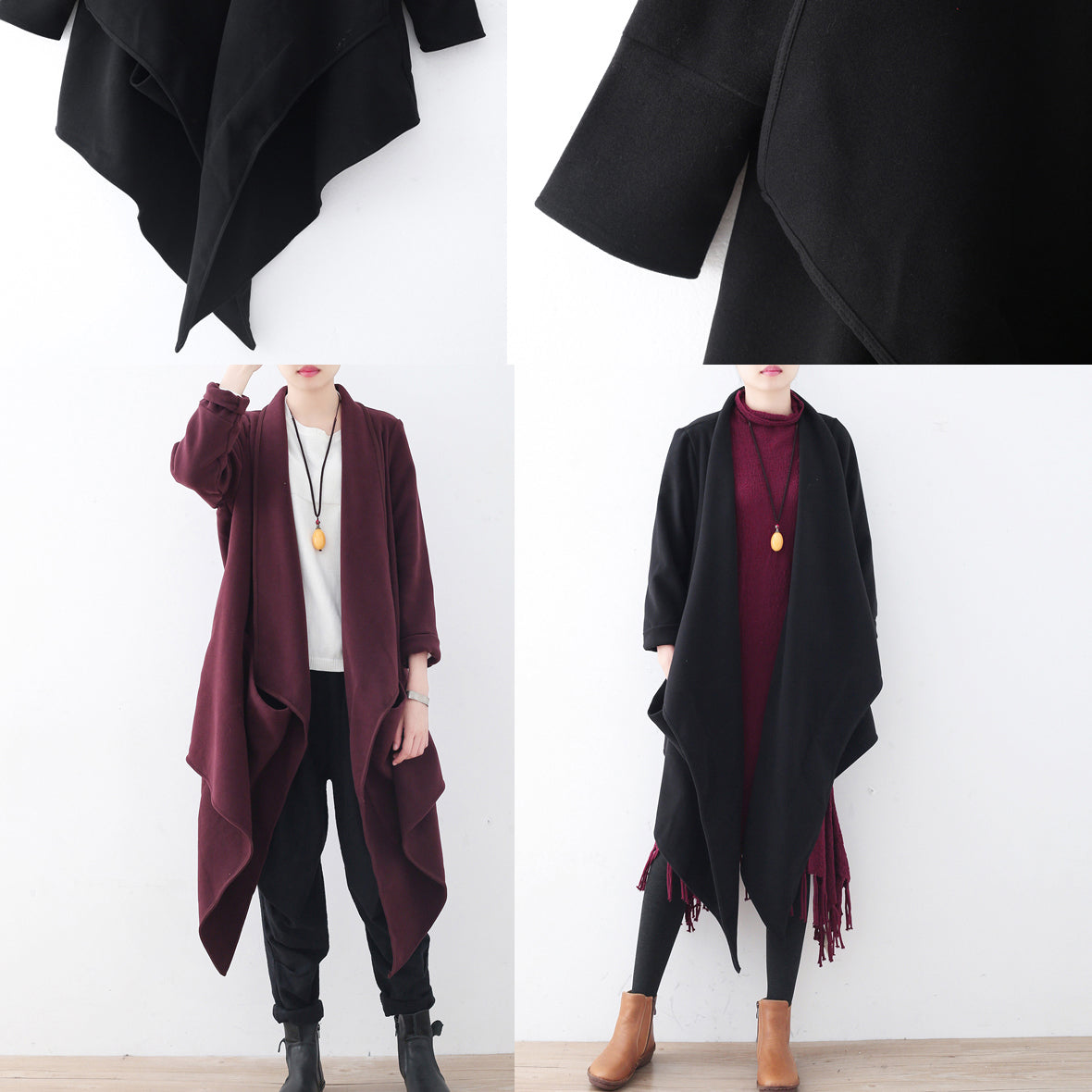 Black Woolen Coat Clothing Long Coats Boutique Trench Coat