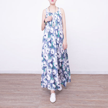 Blue Prints Cotton Caftans Big Hem Caftans New Sleeveless Kaftans