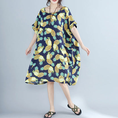 Blueprints Pure Chiffon Dresses Oversized Holiday Dresses O Neck Big Pockets Chiffon Dresses