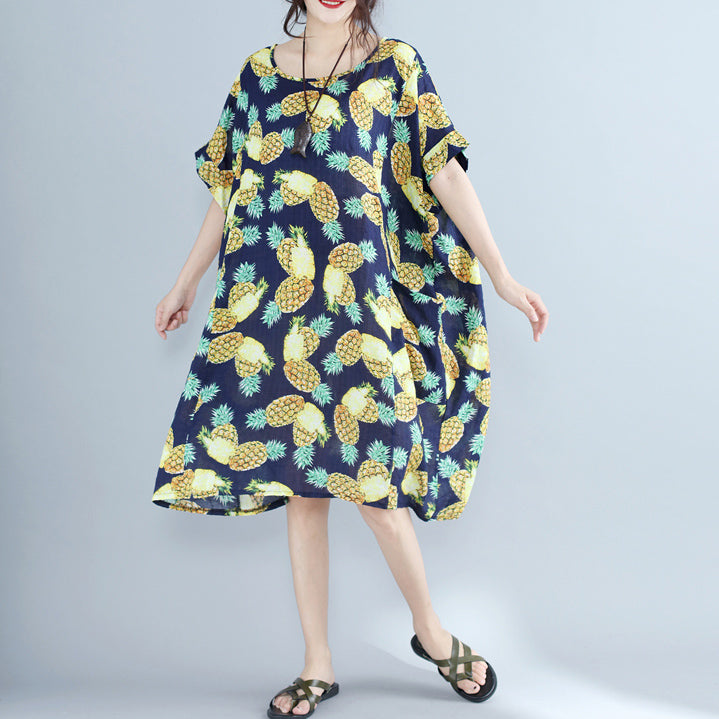 Blueprints Pure Chiffon Dresses Oversized Holiday Dresses O Neck Big Pockets Chiffon Dresses