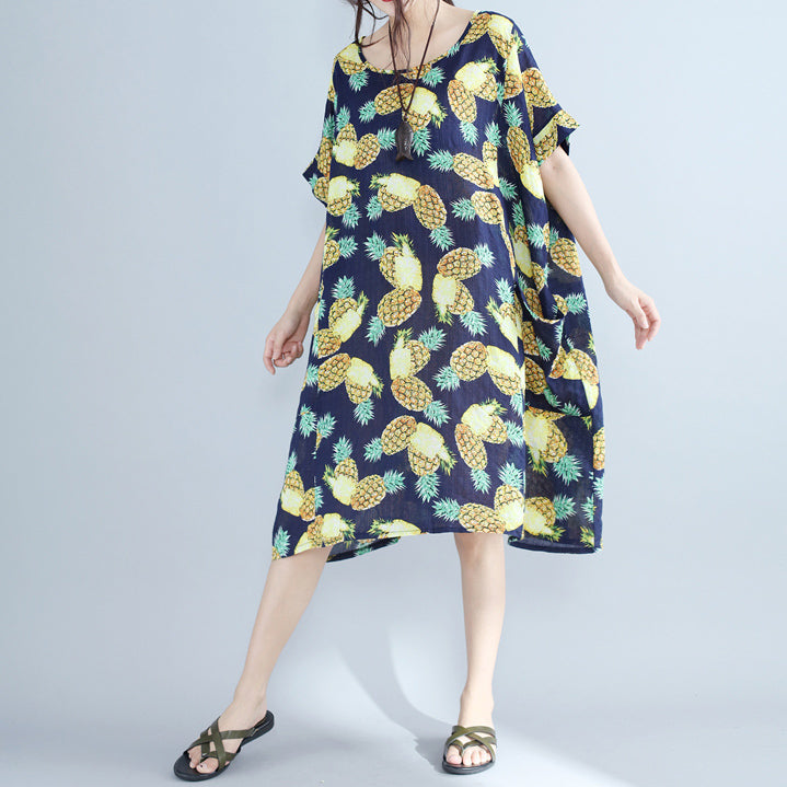 Blueprints Pure Chiffon Dresses Oversized Holiday Dresses O Neck Big Pockets Chiffon Dresses