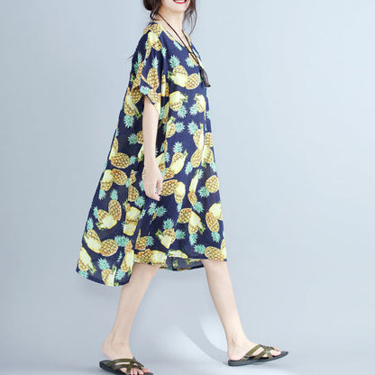 Blueprints Pure Chiffon Dresses Oversized Holiday Dresses O Neck Big Pockets Chiffon Dresses