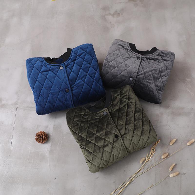 Blue Parka Jackets & Coats O Neck Thick Winter Outwear