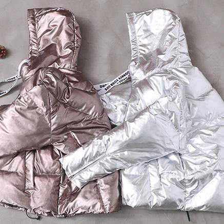 Chocolate Goose Down Coat Winter Hooded Zippered Overcoat