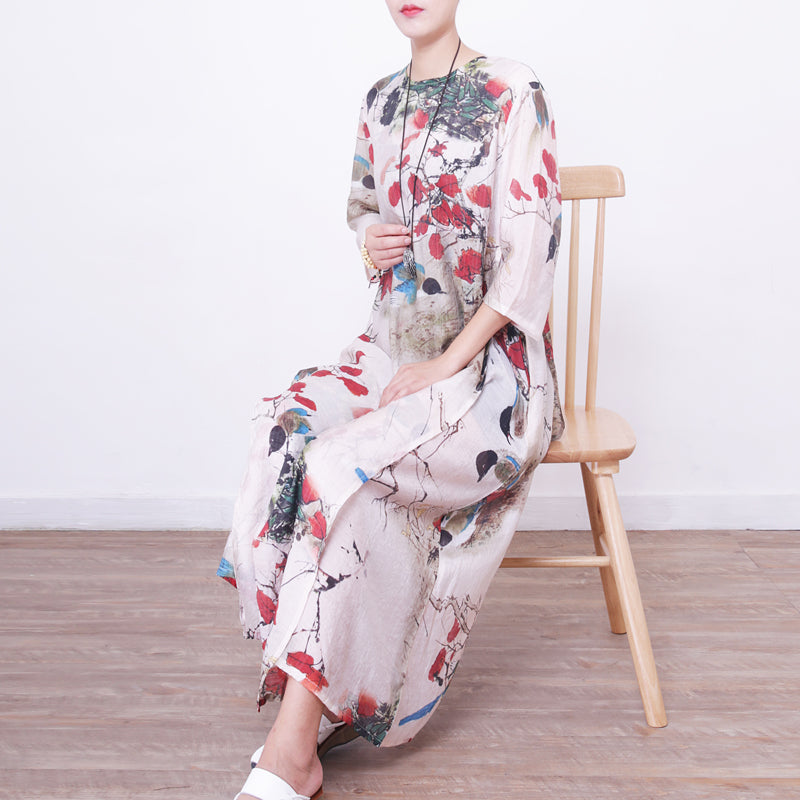 Maxi Dress Bracelet Sleeved Gown O Neck Gown